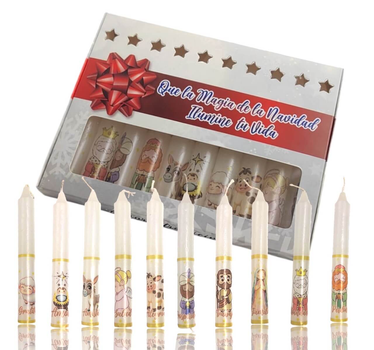 🕯️ 10 VELAS NAVIDEÑAS + 10 PORTAVELAS 🎄