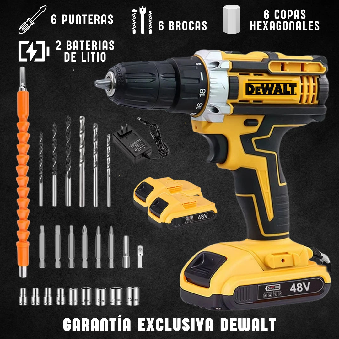 TALADRO PERCUTOR DEWALT 48V INALÁMBRICO + ACCESORIOS
