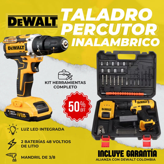 TALADRO PERCUTOR DEWALT 48V INALÁMBRICO + ACCESORIOS