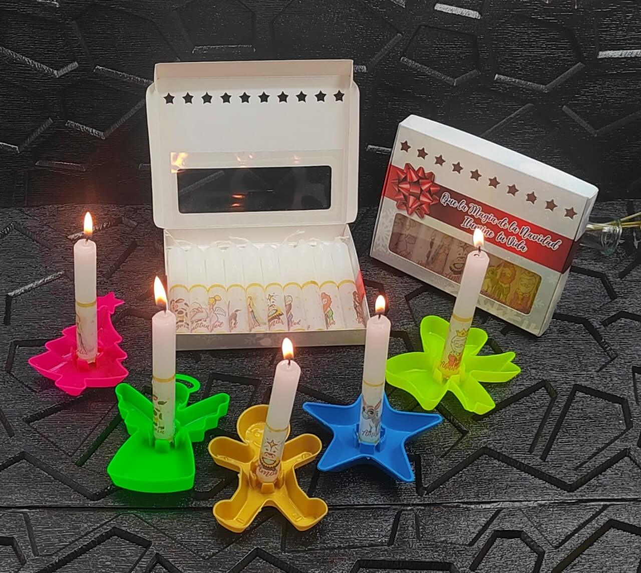 🕯️ 10 VELAS NAVIDEÑAS + 10 PORTAVELAS 🎄