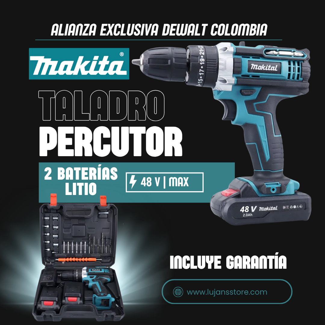 TALADRO PERCUTOR MAKITA 48V INALÁMBRICO + ACCESORIOS