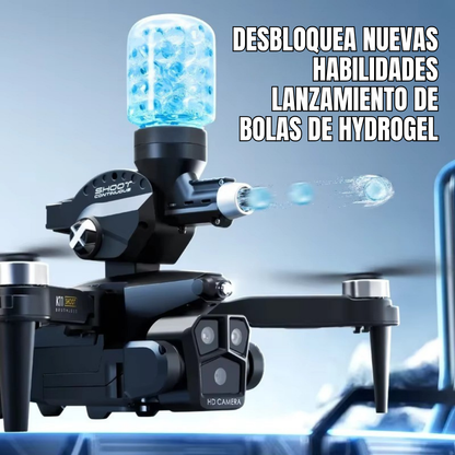 DRON CON PISTOLA HYDROGEL Y 3 CAMARAS 4K