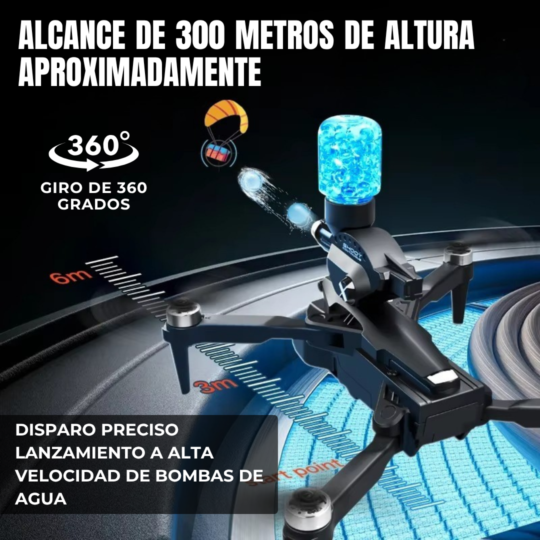 DRON CON PISTOLA HYDROGEL Y 3 CAMARAS 4K