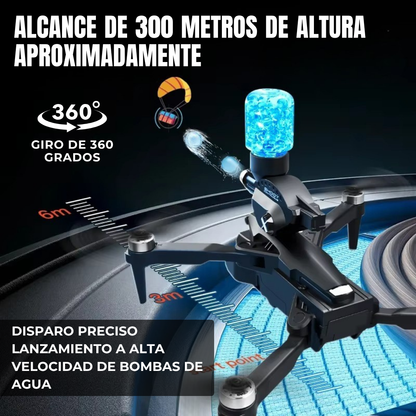 DRON CON PISTOLA HYDROGEL Y 3 CAMARAS 4K