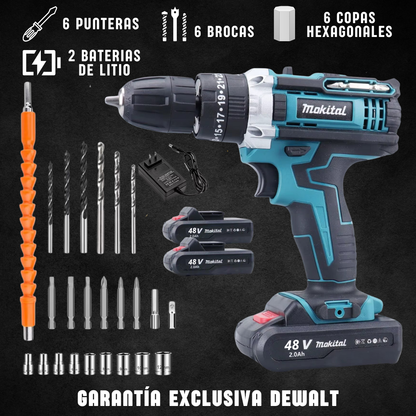 TALADRO PERCUTOR MAKITA 48V INALÁMBRICO + ACCESORIOS