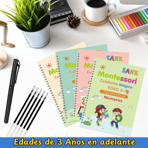 PACK 4 CUADERNOS MÁGICOS MONTESSORI REUTILIZABLES