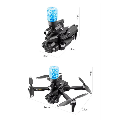 DRON CON PISTOLA HYDROGEL Y 3 CAMARAS 4K