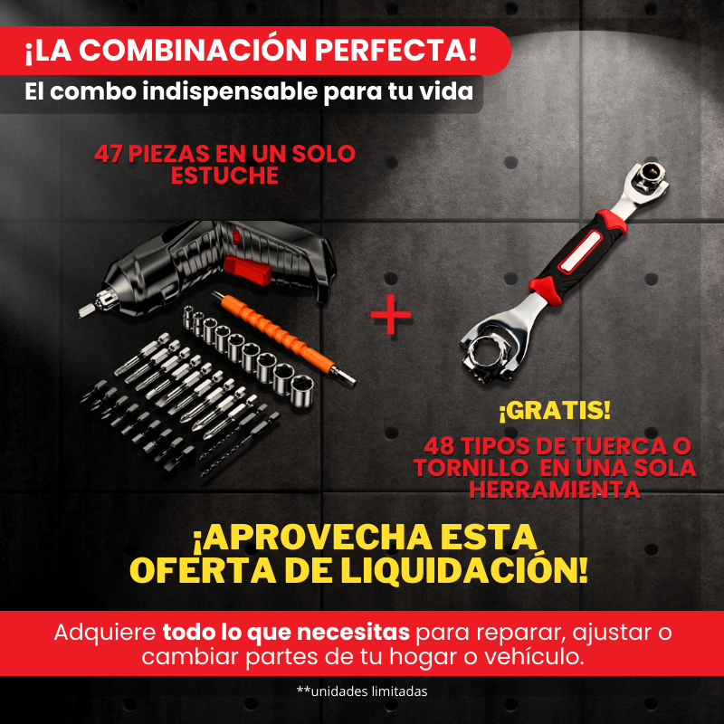 COMBO DESTORNILLADOR ELECTRICO + LLAVE 48 EN 1™